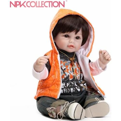 Reborn toddler boy 55cm Silicone Vinyl Reborn Baby Doll Toys Lifelike Soft Cloth Newborn babies Doll Reborn Birthday Gift