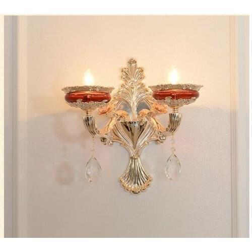 Modern Crystal Lights Crystal Chandeliers Golden Red Alloy Lamp Dining Room Living Lobby lamp Lighting E14 LED AC Candle Bulbs