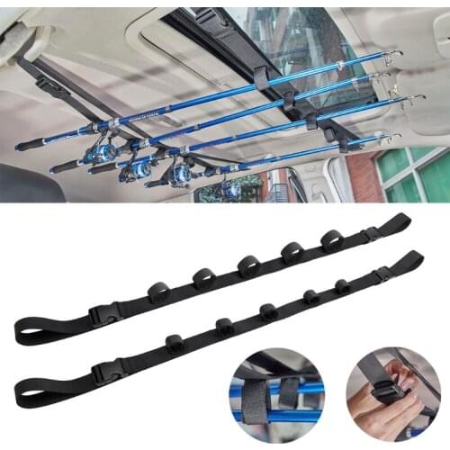 U90C Car Fishing Rod Holder 86.6 Inches Length Adjustable Fishing Rod Holder Belt Strap,Fishing Poles Rack for Car, SUVs