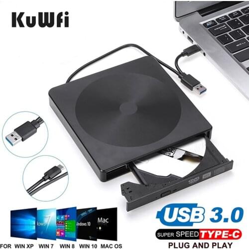 USB 3.0 &Type C External CD/ DVD Drive Burner Driver Drive-free Read-write Recorder External DVD-RW Player For PC/Laptop