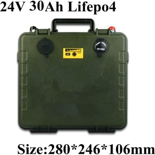 Waterproof Lifepo4 24V 30AH Battery no 24V 50ah lipo baterias BMS for 500w Outdoor Backup Power 1000w EV motor + Charger