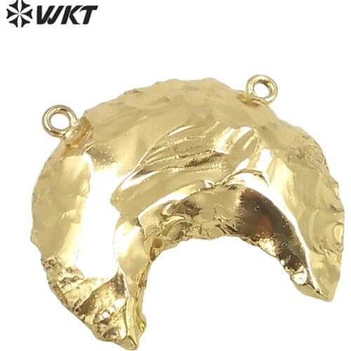 WT-P1024 2017 Fashion Full Gold Crescent Pendant Small Size 30mm Natural Stone with full gold strim in high quality
