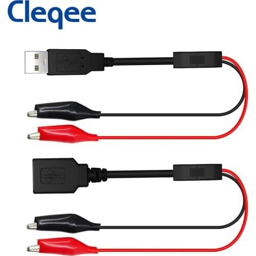JXSINONE T10013 Alligator Test Clips Clamp To USB Male/Female Connector Power Supply Adapter Wire 58cm Cable Red And Black