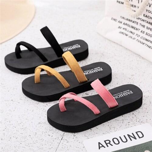 2021 Summer New Ladies Outdoor Slippers Thick-soled Comfortable Home Flip-flops Fashion Simple Beach Sandals And Slippers
