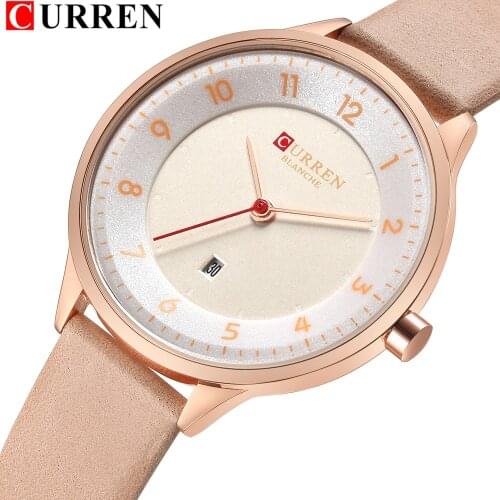 CURREN Brand 7MM Ultra-Thin Women Watches 2018 Luxury Genuine Leather Strap Fashion Quartz Watch Women Wristwatches Montre Femme