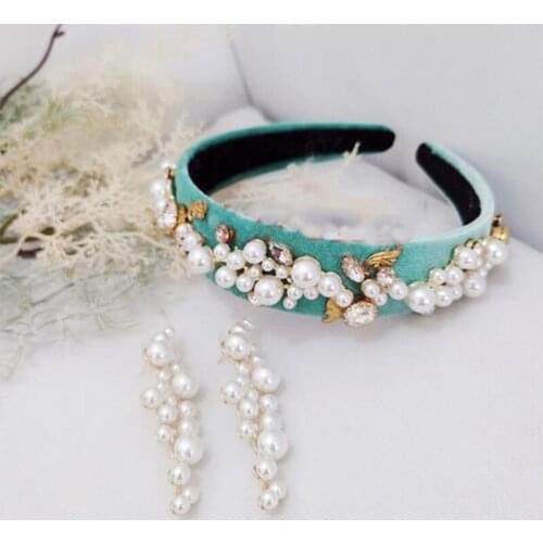 Handmade Imitation Pearl Hairband Women Elegant White Full Pearl Beads Headband Bridal Crown Hair Hoop Hair Accessories Wedding