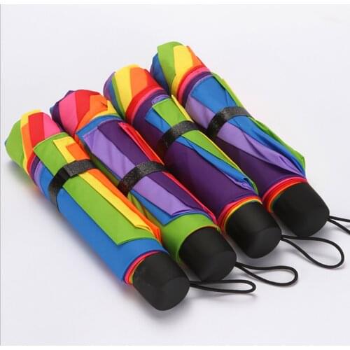 Free logo print personalized Rainbow Parasol Rain Umbrellas customized Business Gift Portable Wind Resistant Folding Umbrella