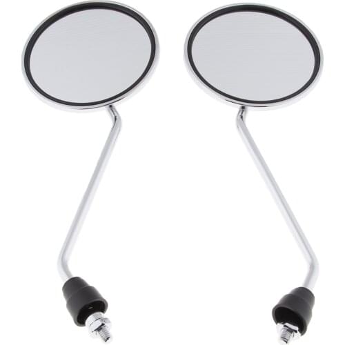 1 Pair Chrome Round Rearview Side Mirrors for Motorcycle Scooter 8mm
