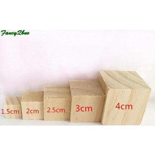1 Pack Solid Wood Cube Wooden Square Blocks Kids Early Educational Toys Assemblage Block Embellishment For DIY Woodwork Craft