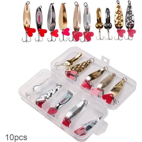 10pcs/set Metal Fishing Sequin Lures Pineapple Shape Gold and Silver Spoons Bait for Bass Culter Opsariichthys Bidens