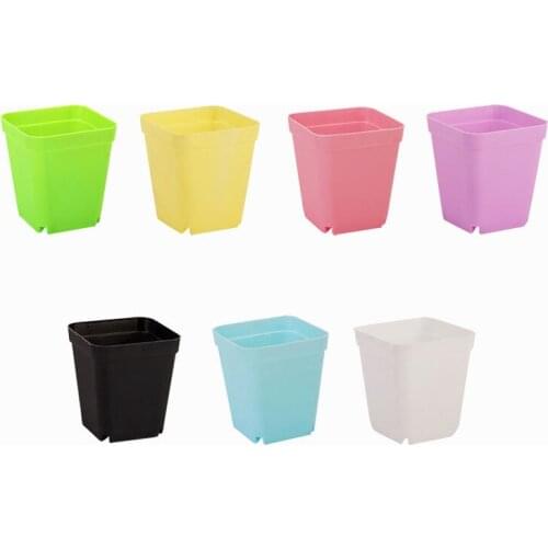 10Pcs Colorful Square Plastic Plant Flower Pot With Trays Home Office Decor Succulent Plant Pots Are Breathable And Durable