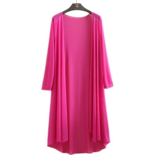 2021 Middle-aged Summer Fashion 5XL Plus Size Lace Beach Clothing Sexy Windbreaker Sun Protection Clothing Cardigan Trench Coat