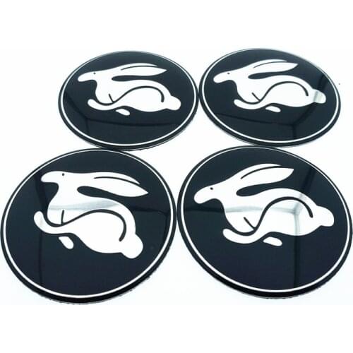4pcs/sets 56.5mm 65mm R SR Evil Rabbit Wolfsburg Refitting Logo Wheel hub Center sticker Car Emblem sticker car styling