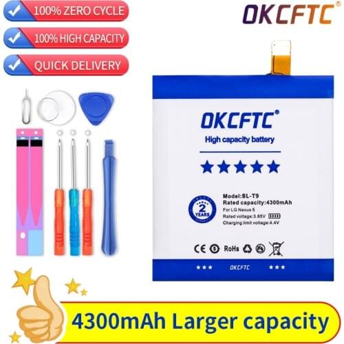 OKCFTC 4300mAh BL-T9 Replacemetn Battery For LG Google Nexus 5 D820 D821 Nexus5 BATTERY BLT9 BL T9