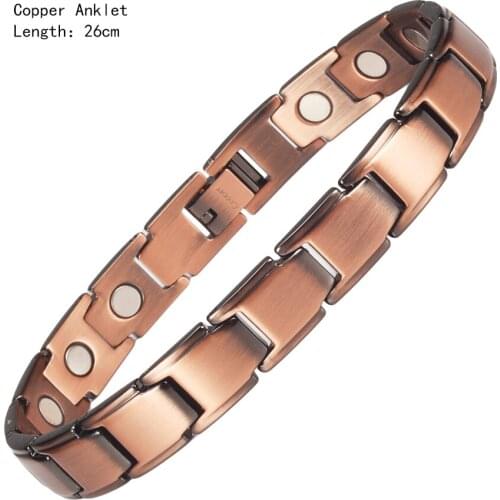 Wollet Anklet Bracelet for Men for Health Copper Magnetic Anklets fro Arthritis 26cm/10mm