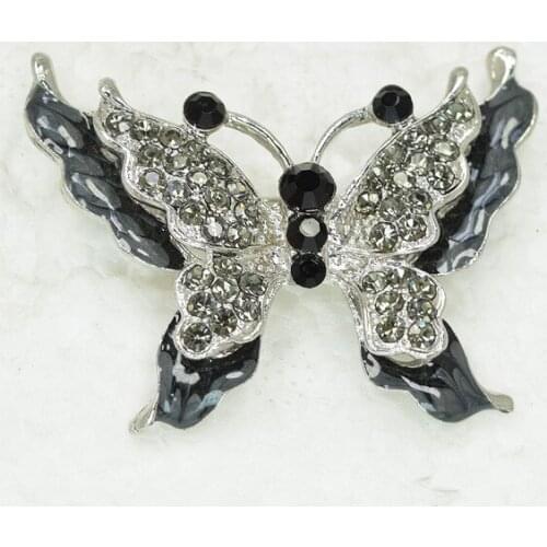 Butterfly Brooch Black Rhinestone Enamel Pin brooches C344 H