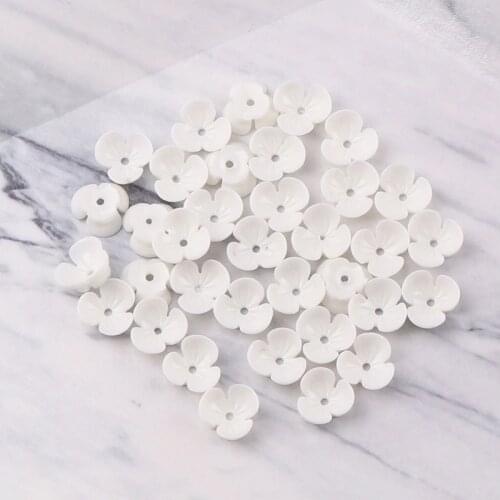 50Pcs White 3D Nail Charms Jewelry Shell Flower Design Decorations For Nails Stud DIY Glue Nail Art Stickers