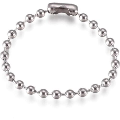 50Pcs 304 Stainless Steel Ball Bead Chains Tag Chains For DIY Jewelry Findings Keyring Key Chain Dolls Label Connector 102mm