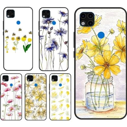 Yellow Cosmos Flowers Lavender Case For Xiaomi Redmi Note 7 8 9 10 Pro Note 9S 8T Cover Fundas For Redmi 9T 9A 8A K40 9C
