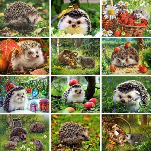 Evershine 5D Diamond Painting Hedgehog Rhinestone Pictures Animals Diamond Embroidery Cross Stitch Kit Mosaic Art Home Decor