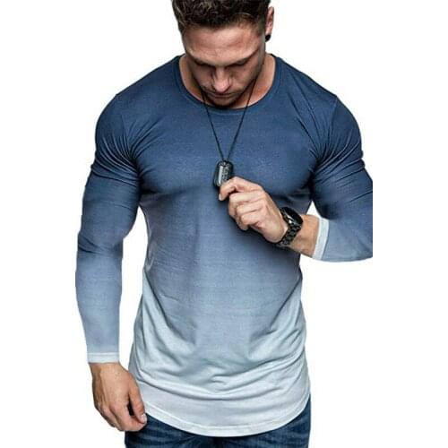 New Mens T Shirt Loose Hip Hop Fitness Printed Gyms Bodybuilding Slim T-Shirts Autumn Men Long Sleeve Workout Male Brand Tee Top