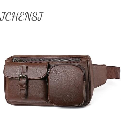 JCHENSJ Belt Bags For Men PU Leather Multiple Pockets Male Waist Bag Travel Working Large Capacity Men;s Fanny Pack