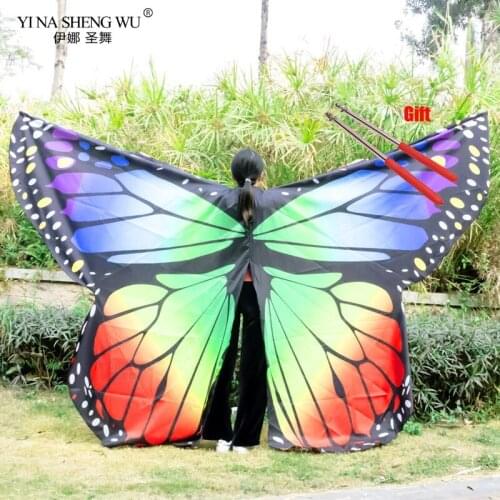 Butterfly Wings Belly Dance Sticks Bag Adult Kid Belly Dance Costume Bufandas Wings Bollywood Jewelry Butterfly Wings With Stick