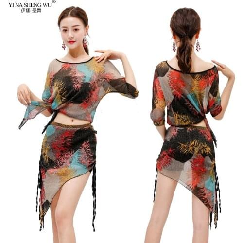 Belly Dance Costume Sexy Short Sleeves Practice Clothes Top+Skirt Suit for Women Bellydance Costume Belly Dancing Set