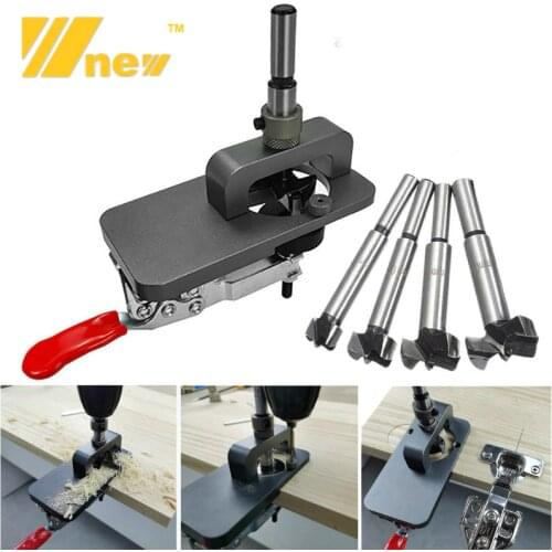 15mm-35mm Cup Style Hinge Jig Boring Hole Drill Guide Forstner Door Hole Template Wood Cutter W/ Fixture Woodworking Tools