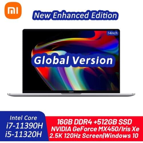 Xiaomi Mi Laptop Pro 14 Inch Notebook Enchanced Edition i7-11390H/i5-11320H 16GB+512GB MX450/Iris Xe 120Hz 2.5K Screen Computer