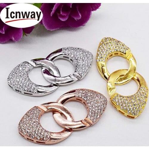 Wholesale Rhinestone inlay silver Plated clasp 1.5*3.5cm For DIY bracelet necklace Free shipping icnway