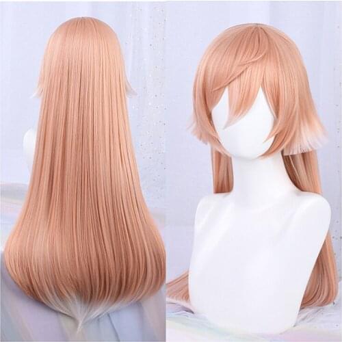 Genshin Impact Yanfei Cosplay Wig Gradient Pink Clip Ponytails Heat Resistant Synthetic Hair Yan Fei Role Play Wigs + Wig Cap
