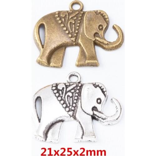 35 pieces of retro metal zinc alloy elephant pendant for DIY handmade jewelry necklace making 7500