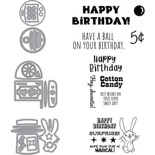 Cutting Dies And Stamp Rabbit Irregular Shape Sentence Happy Birthday Boll For DIY Scrapbooking Embossing Paper Cards 2021 New