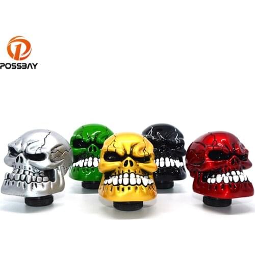 POSSBAY Skull Head Car Gear Shift Knob Shifter Lever Manual Transmission Gear Stick Car Interior Accessory Hand Brake Cover
