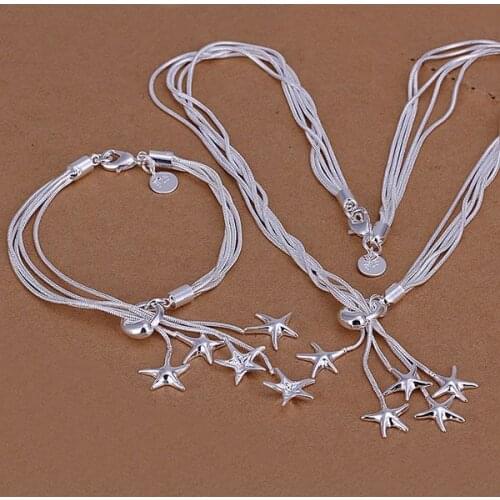 S007 925 Hot Selling Silver Color Jewelry Sets For Women Fashion Jewelry Set Seastar Pendant /aidaizka Atvajlca