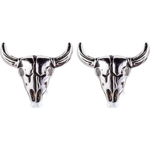 2pcs Retro Bull Cartilage Earrings Ear Stud Tragus Helix Bar Copper Barbell Oreja Lobe Piercing Punk for Men Body Jewelry 16G