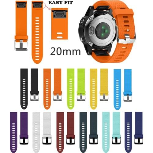 20mm Width Quick Release Easy Fit Silicone Band for Garmin Fenix 5S Strap Wristband Replacement Watchband Bracelet