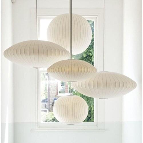 Post-Modern White Silk Led Pendant Lights Restaurant Bedroom Kitchen Hanging Lamp Art Single Head Lamp Pendant Lamp Home Decor