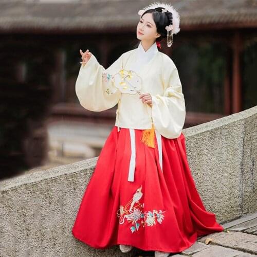 Hanfu Women Traditional Dance Costumes Embroidery Fairy Dress Folk Festival Outfit Singer Stage Rave Performance Clothing DC4070