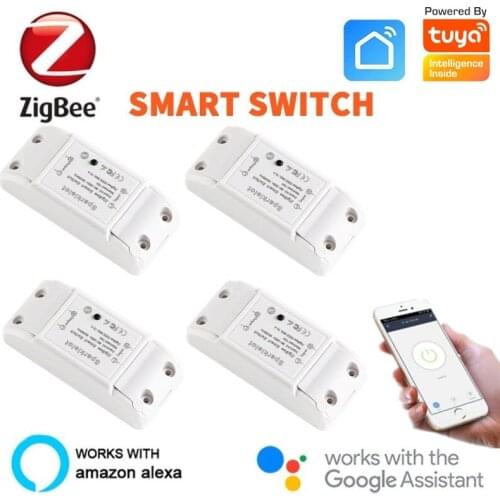 Tuya ZigBee 3.0 10A Smart Light Switch Moudle Wireless Breaker Timer Work With Alexa Google Home Smart Life APP Remote Control