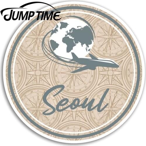 Jump Time for Seoul South Korea Vinyl Stickers Globe Sticker Laptop Luggage Window Decal Waterproof Car Accessories