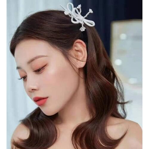 White Bow-Knot Hair Pins Bridal Clips Yarn Flower Wedding Headpiece Handmade Women Hair Accessory Pearls Jewelry заколка бант