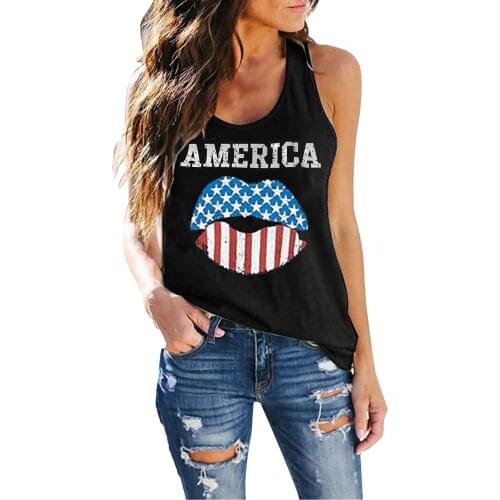 Women Casual Letter Lip Printing Camis Sexy Sleeveless Spaghetti Strap Tank Tops Comfy Fitness Gyms Vests Crew Neck Sportwear