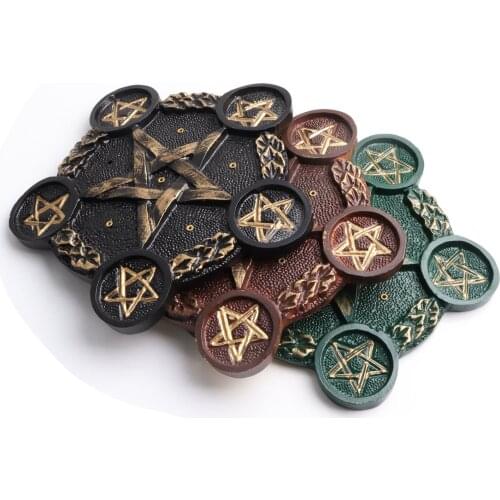 1PC Black Resin Round Pentagram Candle Holder Altar Divination Cup Holder Tea Candle Holder Ceremony Home Decoration