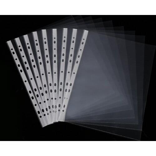 100PCS A4 Size Multipurpose 11-Hole Loose Leaf Clear PVC Sheet Page Protectors for Documents Files Paper