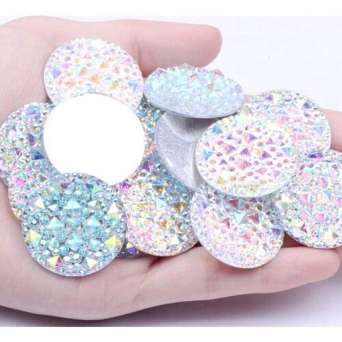 18/20/25/30mm Round Shape Cabochon Crystal Clear AB Resin Rhinestones Stones Arrive Stars Flatback Design Beads Wedding Dress