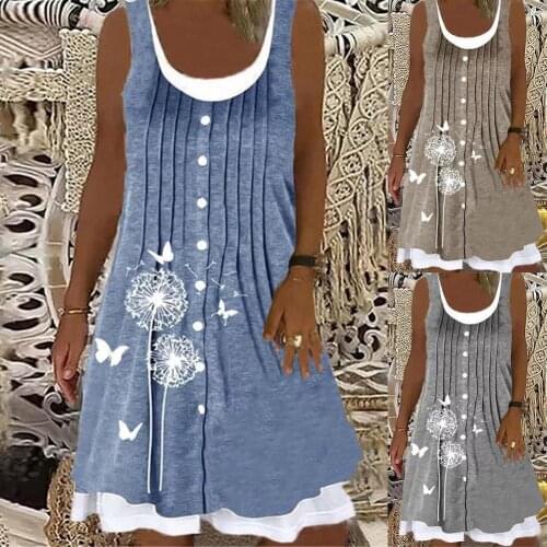 3 Colors Casual Single-breasted Fake Cardigan Dress Fake Two-piece Casual Dress Single-breasted for Travel