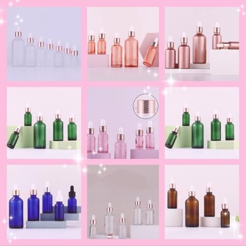 30pcs Honeycomb Pink Cap Dropper Bottle Essential Oil Glass Aromatherapy Liquid Drop for massage Pipette Bottles Refillable Jars