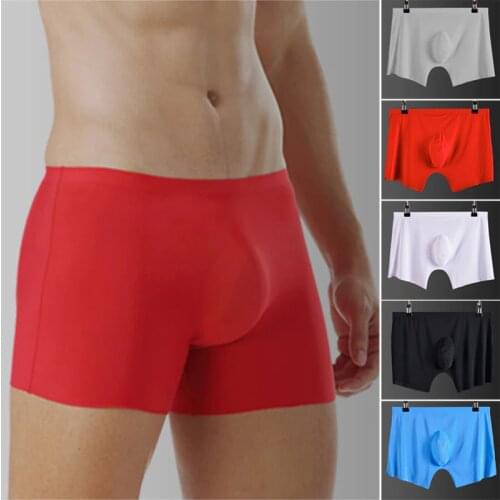 5 Colors L/XL/2XL/3XL Mens Traceless Ices Silk Underwear Boxer Shorts Ultra-thin Transparent Underpants Men Underwear Solid Pant